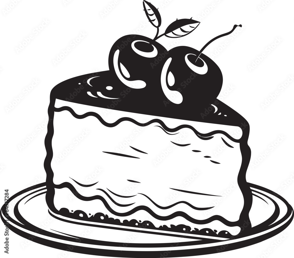 Berry Bliss Cake with Cherries and Berries Vector Logo Sweet Delight Cherry and Berry Cake Vector Design