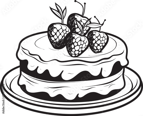 Dreamy Cherry Berry Cake Vector Graphics of Delicious Treat Cherry Berry Delight Vector Cake Logo