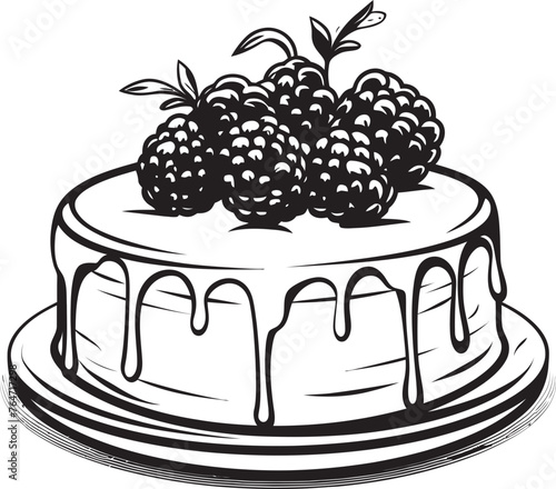 Berry Bliss Cake with Cherries Vector Graphics Juicy Indulgence Berries and Cherries Cake Vector Logo