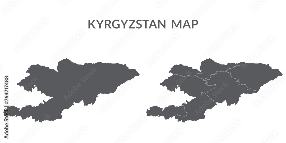 Kyrgyzstan map. Map of Kyrgyzstan in grey set