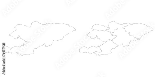 Kyrgyzstan map. Map of Kyrgyzstan in white set