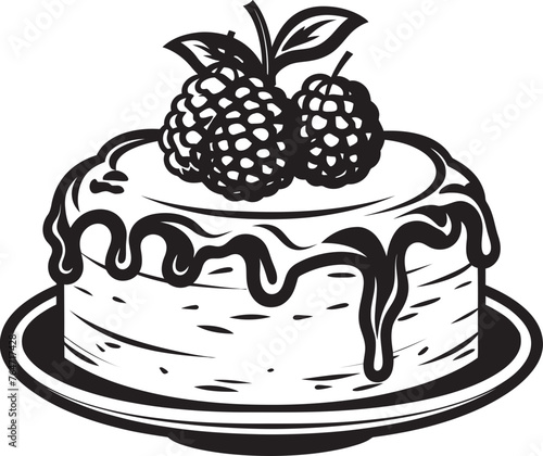 Juicy Joy Berries and Cherries Cake Vector Graphics Blissful Bites Vector Logo of Cake with Cherries