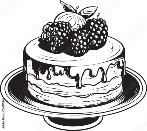 Blissful Bites Vector Logo of Cake with Cherries Dreamy Delicacy Cherry Berry Cake Vector Design