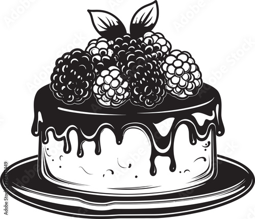 Heavenly Indulgence Berries and Cherries Cake Vector Logo Luscious Temptation Cherry Berry Cake Vector Design