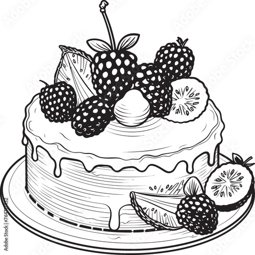 Summertime Sweets Vector Design of Cake with Cherries Heavenly Indulgence Berries and Cherries Cake Vector Logo