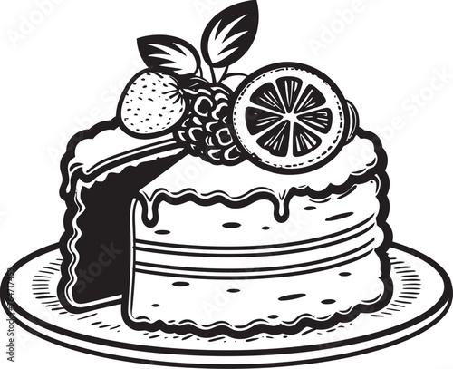 Cherry Berry Fantasy Logo of Sumptuous Cake Divine Confection Cherry Berry Cake Vector Icon