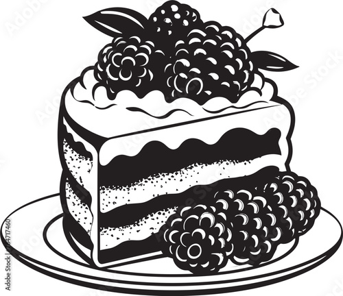 Tempting Treats Cake with Cherries and Berries Vector Symbol Berrylicious Delight Cake with Cherries and Berries Iconic Logo