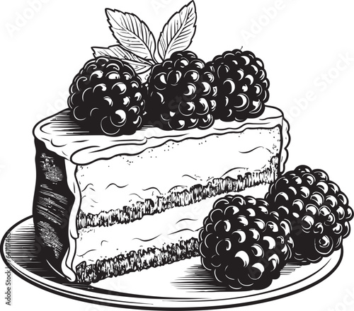 Berrylicious Delight Cake with Cherries and Berries Iconic Logo Cherry Berry Fantasy Vector Graphics of Irresistible Cake