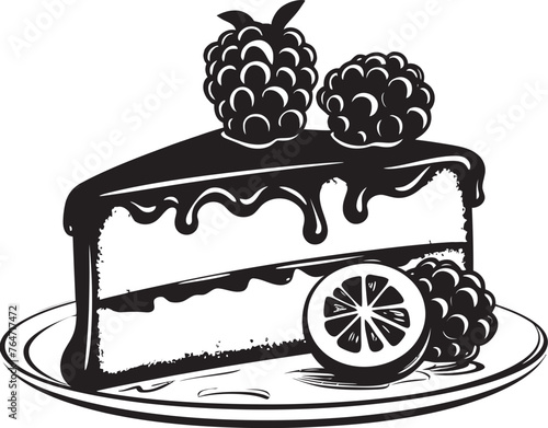 Summertime Treat Vector Design of Cake with Cherries Berry Burst Berries and Cherries Cake Vector Logo