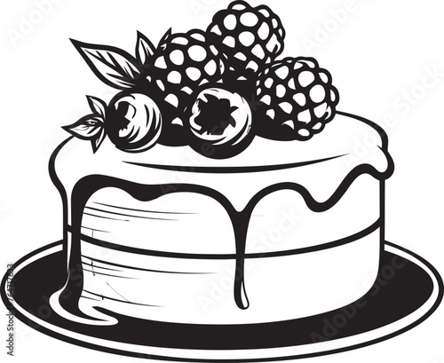 Berry Bonanza Cherry Berry Cake Vector Design Irresistible Delight Vector Graphics of Summertime Cake
