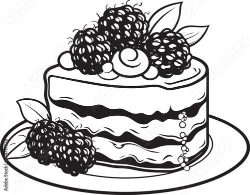 Berry Blissful Creation Cake with Cherries and Berries Iconic Design Cherry Berry Carnival Vector Logo of Cake Celebration