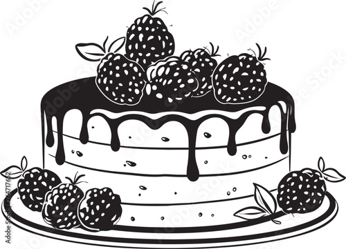 Irresistible Delight Vector Graphics of Summertime Cake Heavenly Indulgence Berries and Cherries Cake Vector Logo