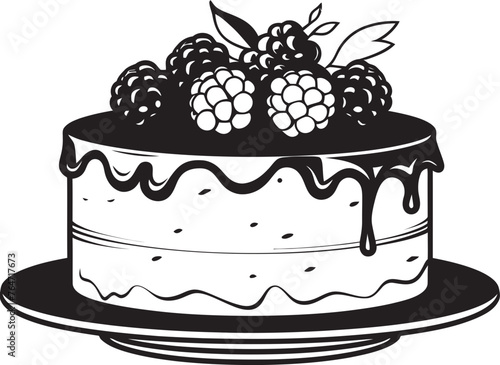 Luscious Temptation Cherry Berry Cake Vector Design Berrylicious Delight Logo of Cake with Cherries
