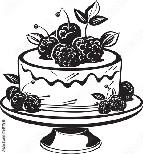 Tempting Delight Summertime Cake Vector Logo Blissful Bites Cherry Berry Cake Vector Design