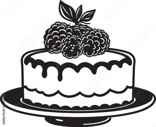 Berrylicious Delight Vector Logo of Cherry Berry Cake Wholesome Temptation Cake with Berries Vector Design