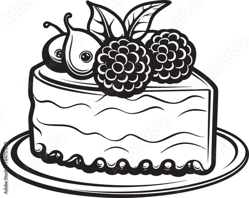 Cherry Berry Celebration Vector Graphics of Festive Cake Blissful Bites Logo of Delicious Cake with Berries
