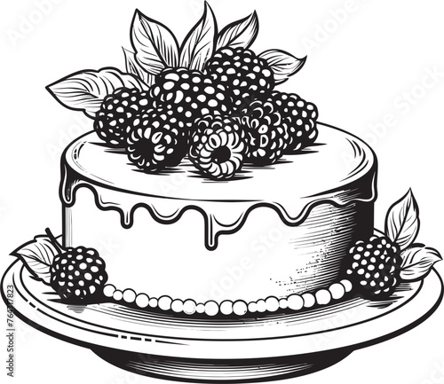 Blissful Bites Logo of Delicious Cake with Berries Summertime Sweets Vector Design of Cake with Cherries