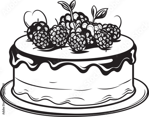 Summertime Sweets Vector Design of Cake with Cherries Berry Bonanza Cherry Berry Cake Vector Icon