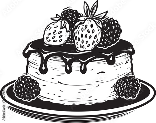 Indulgent Pleasure Cherry Berry Cake Vector Design Berrylicious Delight Logo of Cake with Cherries