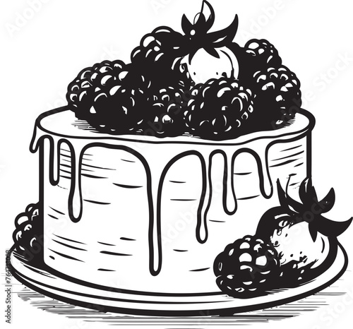 Berrylicious Delight Icon of Berries and Cherries Cake Wholesome Temptation Summertime Cake Vector Design