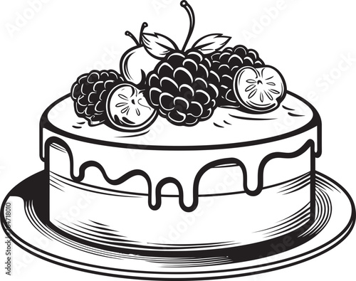 Sweet Symphony Cherry Berry Cake Vector Graphics Berry Bonanza Summertime Cake Vector Design