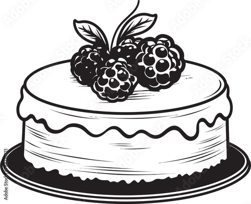 Berry Bonanza Summertime Cake Vector Design Irresistible Delight Cherry Berry Cake Vector Icon