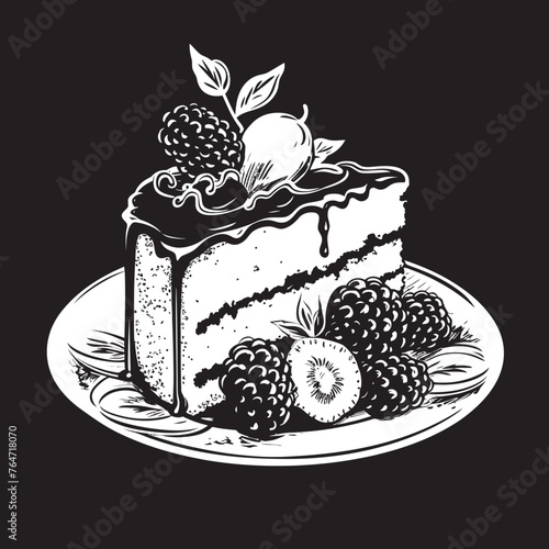 Cherry Berry Wonderland Vector Graphics of Whimsical Cake Sweet Berry Symphony Cake with Cherries and Berries Iconic Logo