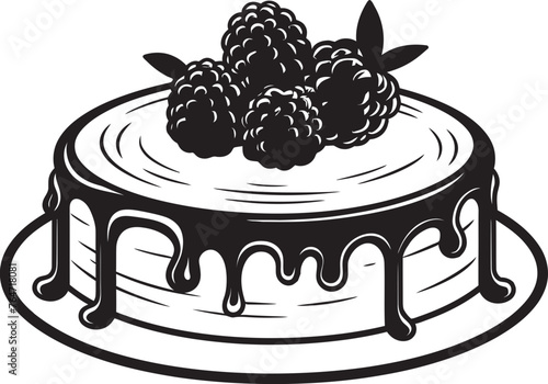 Sweet Berry Delight Cake with Cherries and Berries Iconic Symbol Berrylicious Bonanza Vector Logo of Tempting Cake
