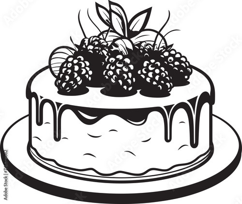 Berrylicious Bonanza Vector Logo of Tempting Cake Cherry Berry Jubilee Vector Design of Joyful Cake