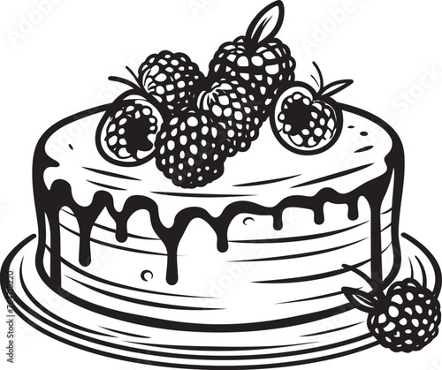 Berry Bursting Delight Vector Logo of Irresistible Cake Cherry Berry Temptation Vector Design of Delectable Cake