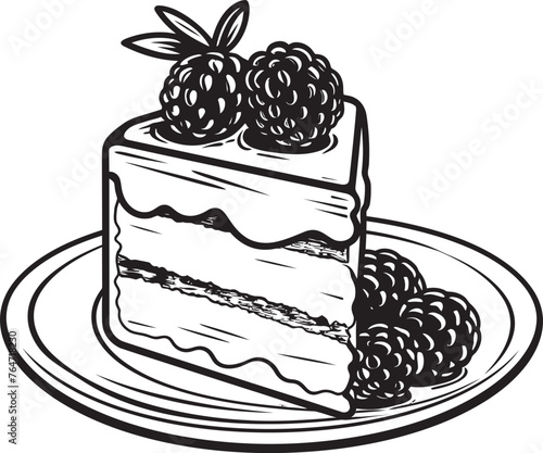 Cherry Berry Bliss Cake with Cherries and Berries Iconic Symbol Berry Bonanza Vector Logo of Festive Cake