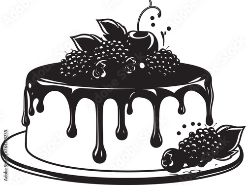 Berry Bursting Delight Vector Logo of Cake with Cherries and Berries Cherry Berry Extravaganza Vector Design of Festive Cake