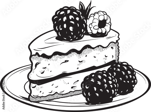 Sweet Berry Sensation Cake with Cherries and Berries Iconic Illustration Berrylicious Joy Vector Logo of Cake with Cherries and Berries