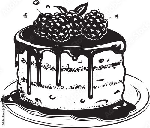 Berrylicious Joy Vector Logo of Cake with Cherries and Berries Cherry Berry Festival Vector Design of Festive Cake