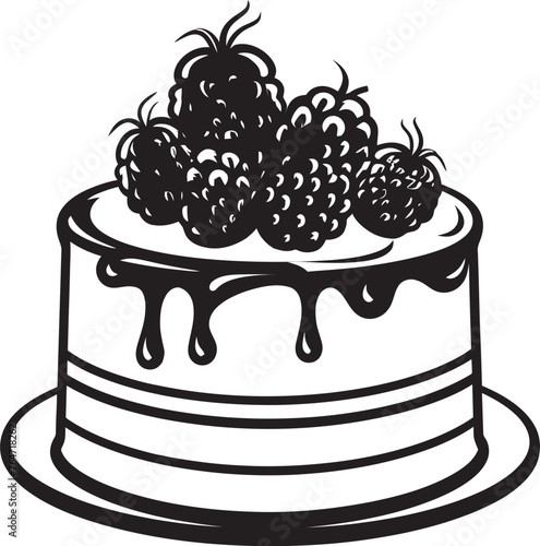 Cherry Berry Wonderland Vector Graphics of Whimsical Cake Sweet Berry Symphony Cake with Cherries and Berries Iconic Logo