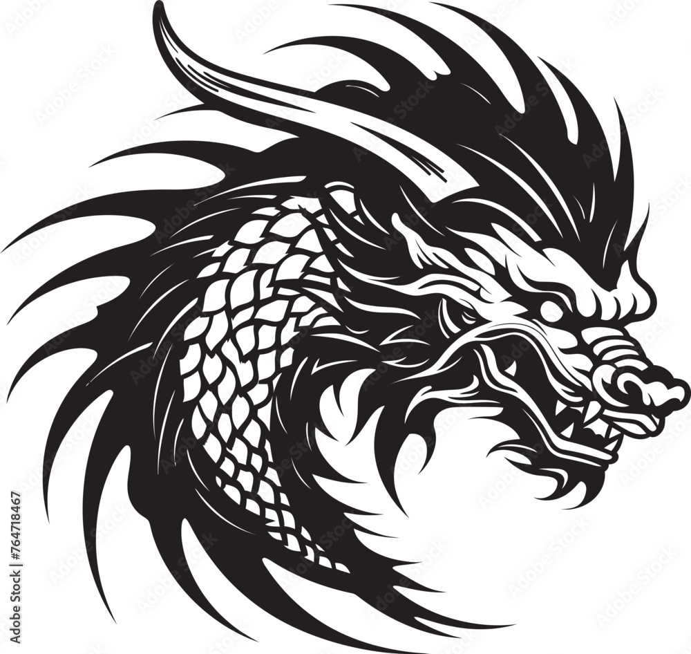 Majestic Dragon Blessings Chinese New Year Vector Graphics Cultural Serpent Majesty Vector Emblem for Chinese New Year Celebration
