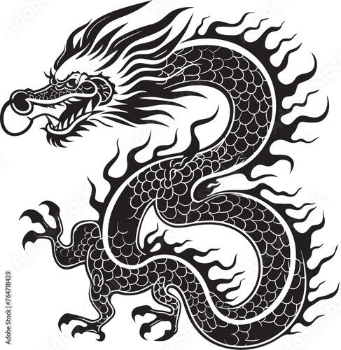 Celestial Lunar Elegance Vector Design for Chinese New Year Emblem Regal Serpent Celebration Chinese New Year Dragon Vector Graphics