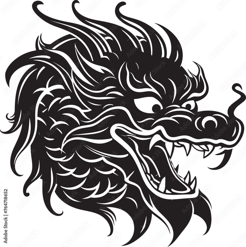 Cultural Splendor Dragon Design for Lunar New Year Icon Serpentine Majesty Chinese New Year Dragon Vector Logo