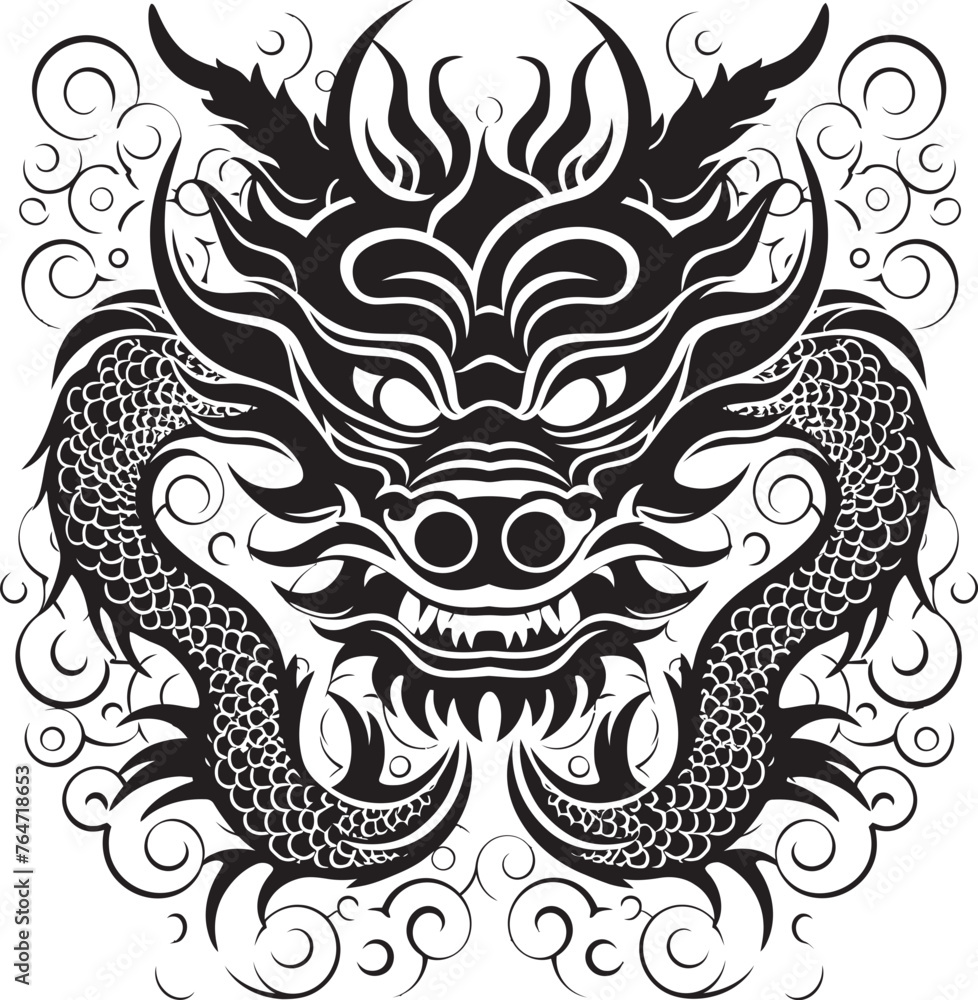 Iconic Serpent Dragon Vector Design for Lunar New Year Dragon Dance Delight Chinese New Year Vector Graphics
