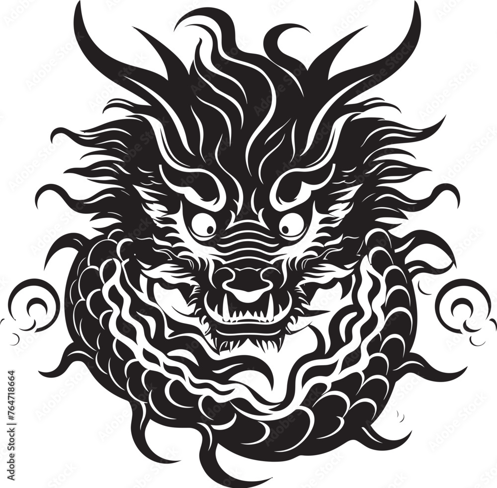 Fototapeta premium Golden Guardian Dragon Design for Chinese New Year Icon Imperial Serpent Chinese New Year Vector Logo Graphics