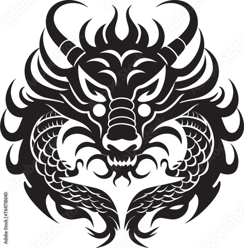 Celestial Guardian Dragon Vector Logo for Lunar New Year Dragons Roar Chinese New Year Vector Icon Design