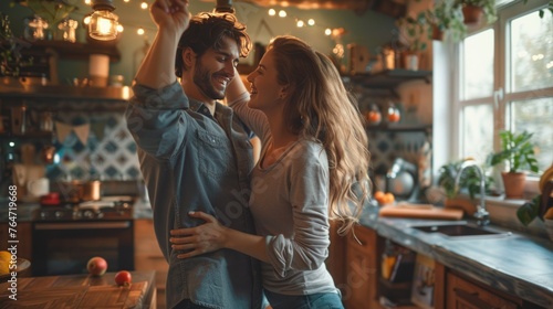 Warm Embrace: Candid Moments of Love and Laughter in a Cozy Kitchen