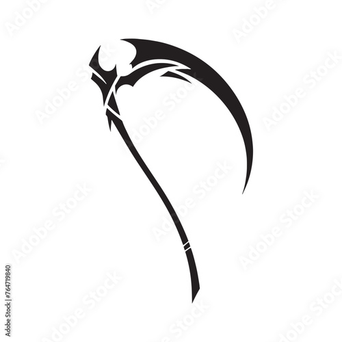 Noble War Scythe Silhouette Saga: An Ode to the Valor and Sacrifice of Warriors with War Scythe Illustration - Minimallest Scythe Vector
