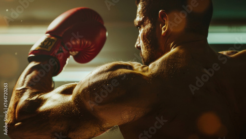 The intensity of a boxer mid-punch, showcasing power and determination in the ring.