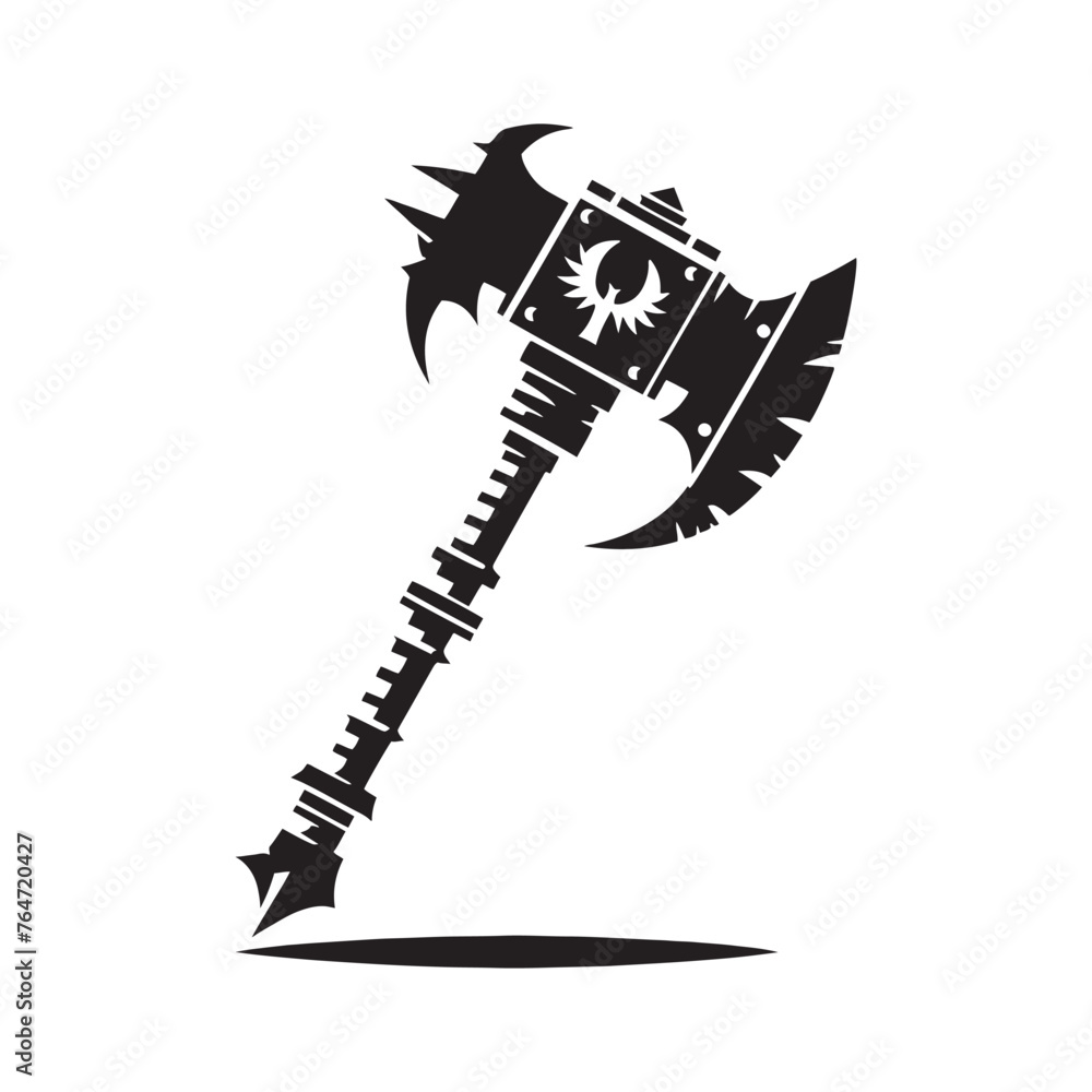 Legendary Warhammer Set of Silhouette - A Visual Saga of Formidable Weaponry with Warhammer Illustration - Minimallest Vector
