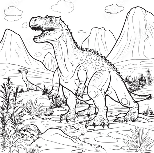 Ancient Amazement Vector Design for Dinosaur Line Art Coloring Pages Fossil Fun Dinosaur Line Art Coloring Pages Vector Icon