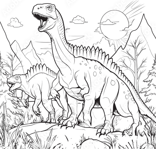 Fossil Fun Dinosaur Line Art Coloring Pages Vector Icon Dino Dreamland Vector Graphics for Dinosaur Line Art Coloring Pages