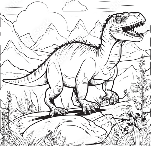 Jurassic Jamboree Vector Design Featuring Dinosaur Line Art Coloring Pages Velociraptor Voyage Dinosaur Line Art Coloring Pages Vector Icon