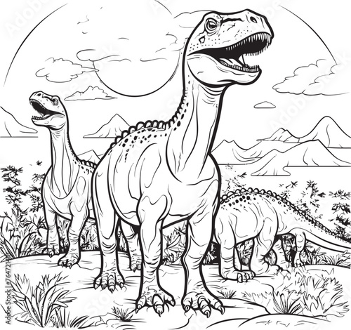 Jurassic Junction Vector Graphics for Dinosaur Line Art Coloring Pages Brontosaurus Bonanza Line Art Coloring Pages Vector Logo with Dinosaurs