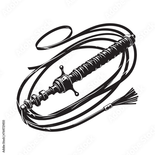 Eerie Whip Set of Silhouette - Unveiling the Shadows of Intimidation and Authority with Whip Illustration - Minimallest Whip Vector
